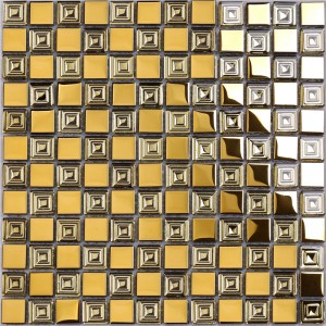 hdt10 metà est stile golden metal cercando electroplated vetro mosaico piastrelle quadrate