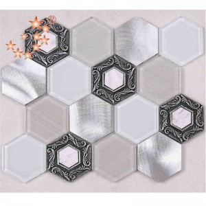 premio piastrelle decorative spazzolato lega hexagon vetro mosaico ristorante decorazione muro bianco