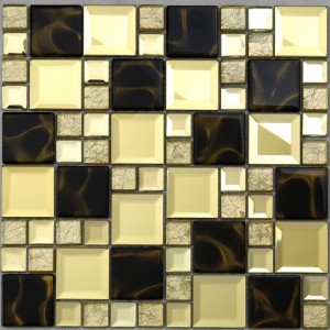 Piastrelle in vetro mosaico a specchio con smussatura in oro lucido