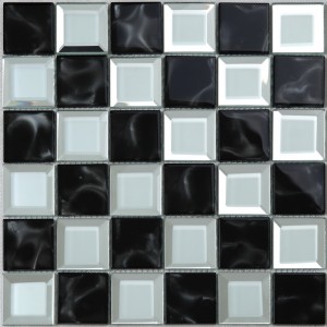 Cucina Bagno in bianco e nero bordo smussato mosaico in vetro a mosaico parete scacchi