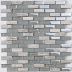 Mattonelle decorative della parete del mosaico di pietra di vetro grigio della miscela del nord America di prezzi di fabbrica per la parte posteriore della spruzzata della cucina