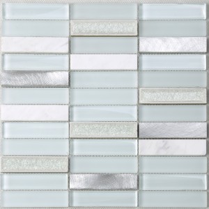 Mosaico Super splash in metallo bianco e marmo con piastrelle in ceramica