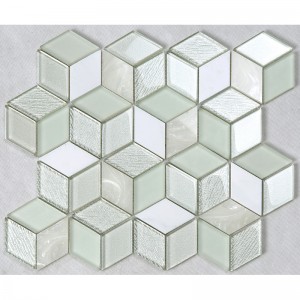Mattonelle bianche delle mattonelle del controsoffitto della decorazione del controsoffitto della cucina del mosaico di vetro di esagono di cristallo di effetto 3D