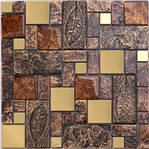 Mosaico di metallo dorato misto di vetro di cristallo di scintillio di progettazione di lusso del bagno per la decorazione della parete